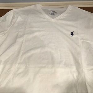 Polo by Ralph Lauren Men's White V-Neck Tee